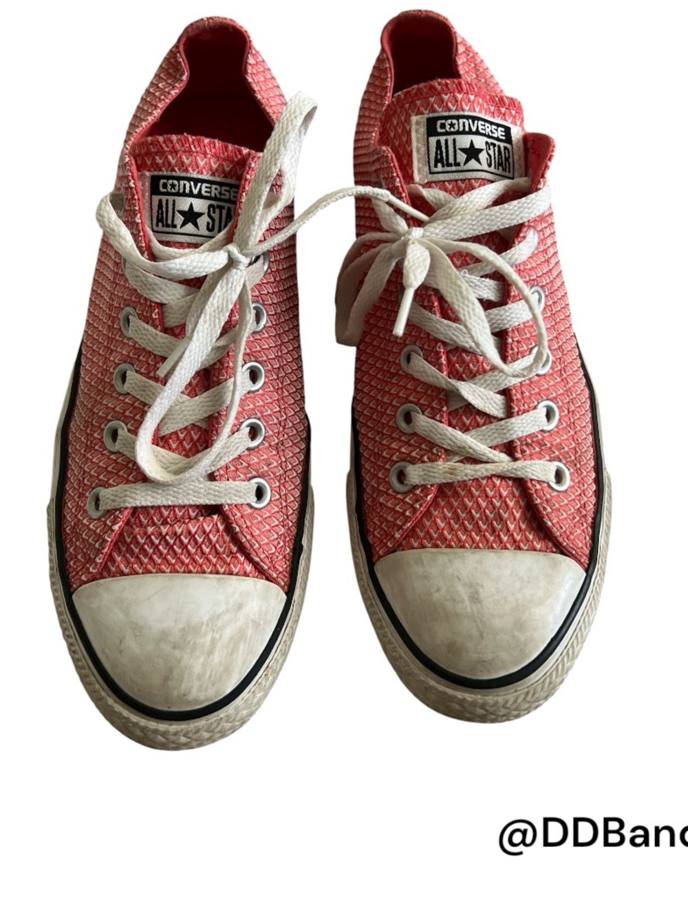 Converse Low Top Sneakers in Coral Pink and White